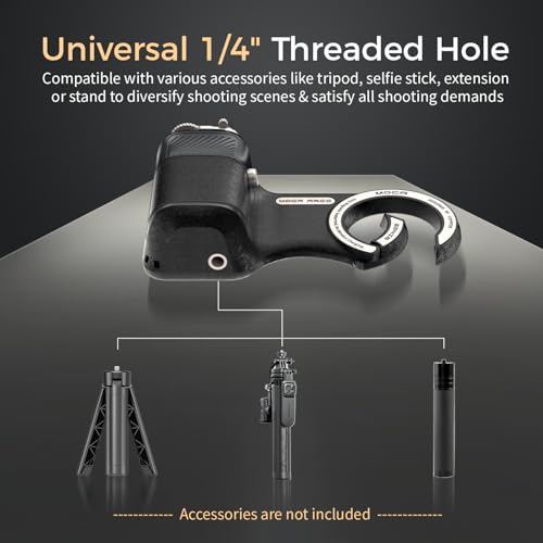 Image of Upgraded Mag-Safe Magnetic Camera Handle Grip with Extended Magnetic Phone Mount with Carabiner & Thumb Rest, Detachable Rechargeable Shutter Remote Compatible with iPhone Pro Max for Video Calls /TK