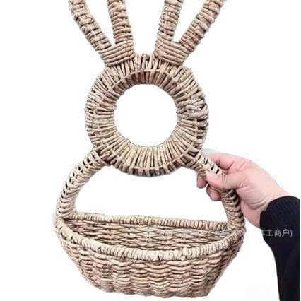 Cesta de frutas y verduras de pared hecha con algas naturales de estilo boho