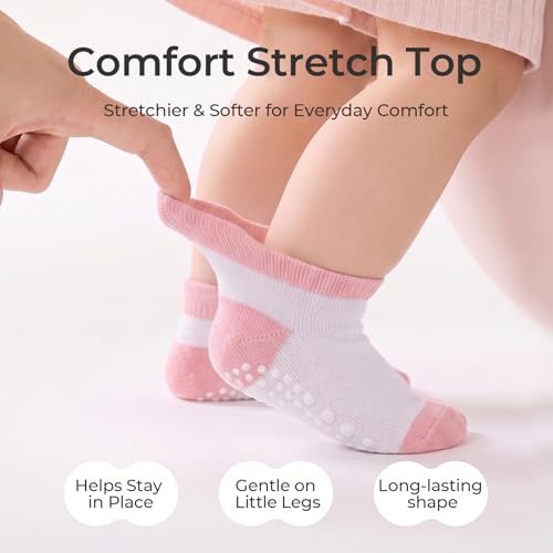 Image of Baby Non Slip Ankle Socks with Grippers (9 Pair) for 6 months-5 years Infant Toddler Boys Girls