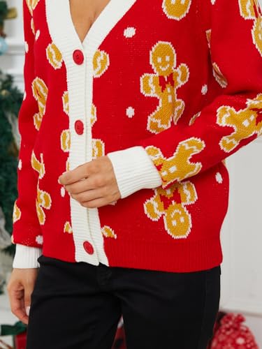 VENTELAN Gingerbread Man Christmas Cardigan for Women - Image 6