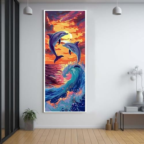 Diamond Painting dauphins 60x150cm | Grand format round