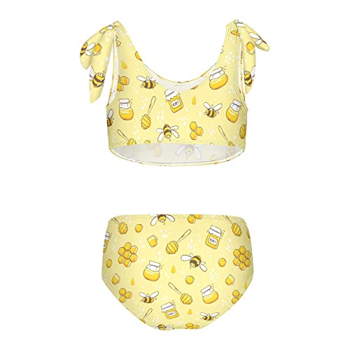 Image of Flying Bee Honey On Yellow Girls Bikini Sets 2 Piece Swimsuits Bathing Suit Swimwear