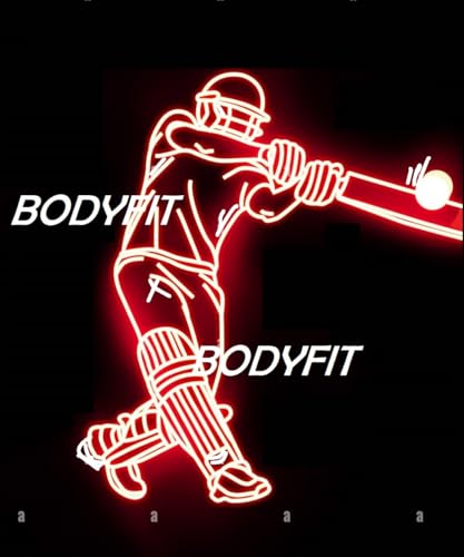 Image of Bodyfit Heavy Duty Plastic Premium Cricket Bat for Men, Women & Children | Lightweight| Full Size| | Hard Plastic Bat| Premium Cricket Wicket Set l 3 Stumps+2 Bails+1 Stand Set.(Red)