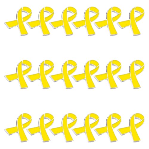 Wisebom 18 Piezas Pin de Cinta Amarilla, Campaña de Pins de lazo Amarillo Contra el Cáncer Pines de Concientización Sobre la Salud Mental Pin de Caridad Donación Evento Regalo (Amarillo)