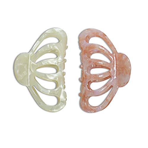 ACCGLORY Fashion Tortoise Resin Hair Claw Clips 2-Pack