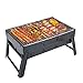 Grill a carbonella Grill da campeggio Grill a carbonella in acciaio inox portatile pieghevole per giardino all'aperto festa barbecue campeggio, terrazza, giardino (43 cm)
