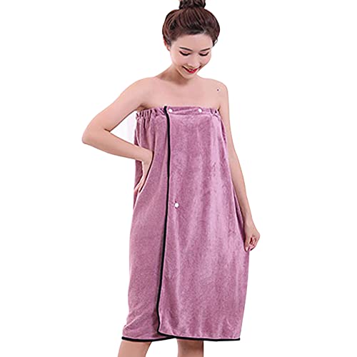 Alip ラップタオル 大人 レディース マイクロファイバー 和風 バスローブ 無地 バスタオル 大判 吸水 速乾 ずり落ちない お風呂上がり エステサロン スポーツジム 温泉旅行用 80Cm*135Cm(パープル)
