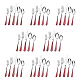 Silverware Set, Bysta 40-Piece Stainless Steel Flatware Set, Kitchen Utensil Set Service for 8, Tableware Cutlery Set for Home and Restaurant, Mirror Polished, Dishwasher Safe (Gradient Red)