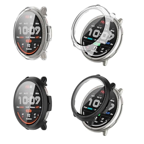 Amazfit Active 2 �p �P�[�X �J�o�[ �K���X�t�C������̌^�P�[�X �yNOUKAJU�zFor Amazfit Active 2 �X�}�[�g�E�H�b�` �P�[�X �ی�t�B���� ��� �ی�P�[�X PC+�����K���X�t �ی� �J�o�[ ��̌^ �S�ʕی� ����