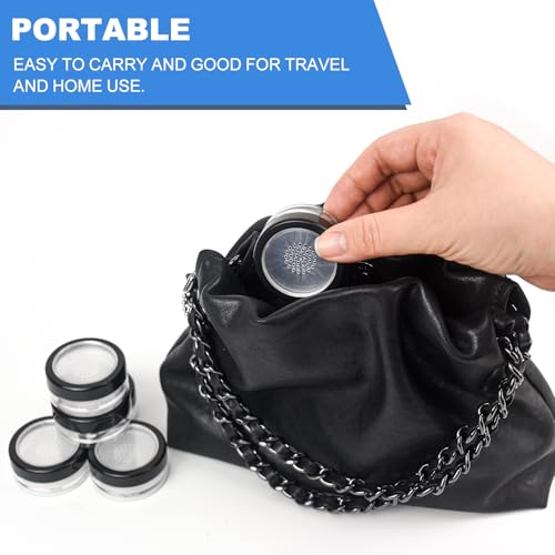 15pcs 10ml/0.34oz Plastic Empty Travel Small Loose Powder Compact Refillable Loose Powder Containers Reusable No Leak Compact with Rotatable Sifter and Black Screw Lid 6