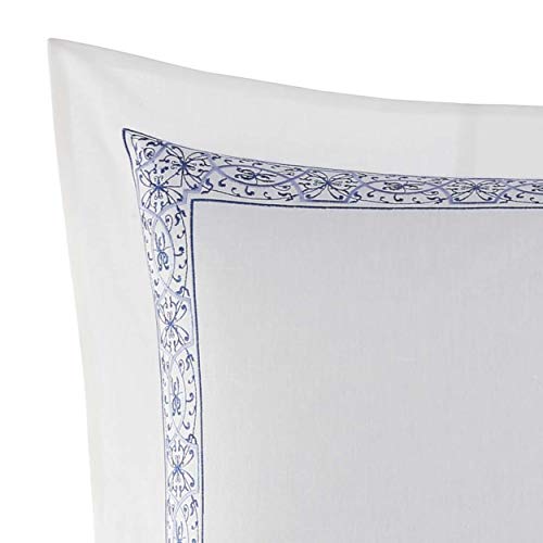 Image of Laura Ashley - Euro Sham, 100% Smooth Cotton with Envelope Closure, Throw Pillow Cover for Bed or Couch, Oeko-Tex Certified (Charlotte Blue, 26 inch x 26 inch)