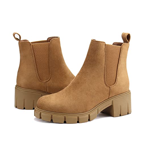 Image of starmerx Women's Platform Chelsea Ankle Boots Chunky Heel