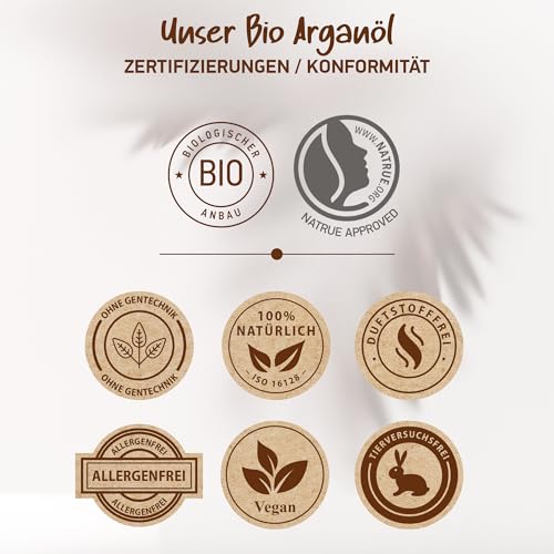 ARGANÖL BIO KALTGEPRESST | 100% Rein | Für Haare Haut & Nägel | Pipette+Pumper | Original aus Marokko | 100ml im lichtgeschützten Braunglas | Für Kosmetik | Feuchtigkeitspflege von Soena
