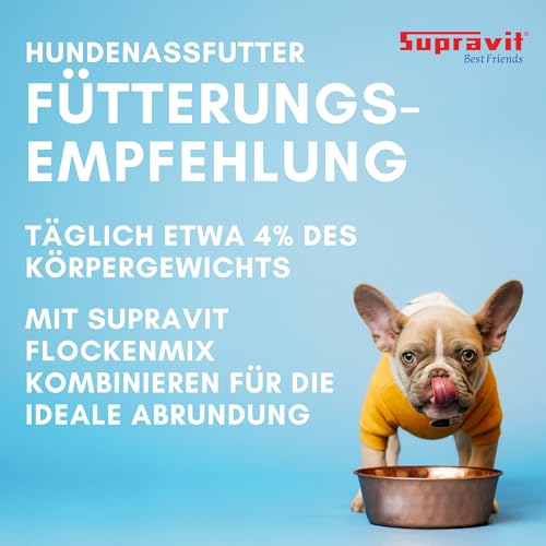 Supravit Nassfutter für Hunde I 12 x 410g Dosenfutter I Hundefutter mit schmackhaftem Strauß I getreidefreies Hundefutter für ernährungssensible Hunde