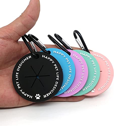 MEISO 5 Stücke Hundekotbeutelhalter, Kotbeutelhalter mit Karabiner-Clip, freihändiger Kotbeutelhalter für Leine, Haustierkotbeutelspender für Hundespaziergänge, Zubehör