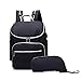 chenyu Wickel-Rucksack, wasserdichte Reisetasche mit isolierten Taschen, Kinderwagengurten und Wickelunterlage, Schwarz