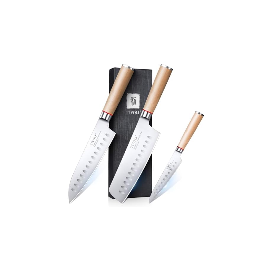 TIVOLI-Chef-Knife-Set-Professional-Kitchen-Knife-Set-3PC-Stainless-Steel-Japanese-Knife-Set-with-Gift-Box-Cooking-Knife-Set-with-Ultra-Sharp-Blade-Wooden-HandleNakiri-KnifeChef-KnifeParing-Knife TIVOLI Kitchen Knife Set,3PC Professional Chef Knife Set Stainless Steel Japanese Knives Set for Kitchen Sharp Blade with Wooden Handle Cooking Knife, Nakiri Knife, Chef Knife, Paring Knife
