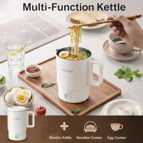 Image of MOOKA Electric Kettle 500ML, Portable Hot Water Boiler with Temperature Control, Fast Heating & Auto Shut-Off, Mini Travel Kettle for Tea, Coffee & Noodles