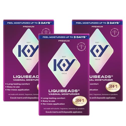 K-Y Liquibeads Silicone-Based Formula 6 Bead Inserts and 6 Applicators Vaginal Moisturizer & Lube for More Comfortable Sex for Men Women and Couples (3 Pack)
