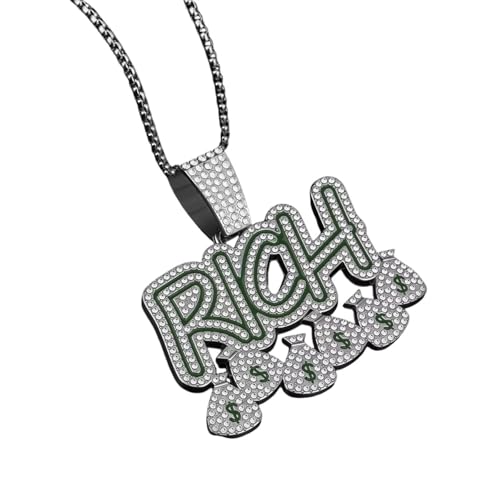 Collier hip hop money de luxe avec lettres inspirantes ciselées