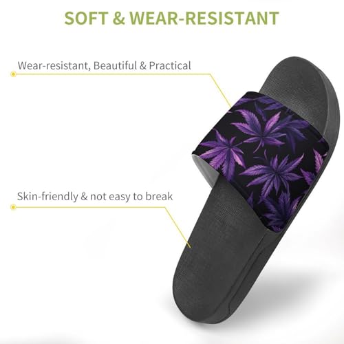 Purple Maple Leaf Weed Home Slippers PVC Shower Shoes Non-Slip House Slippers for Women Men3