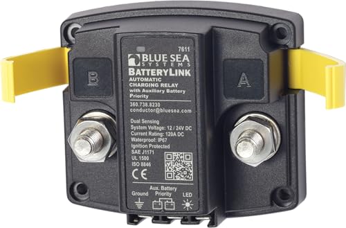 Image of Blue Sea Systems 7611 AUTO CHARGE RELAY 120A 12 /24V, Black,Yellow