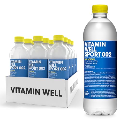Vitamin Well - Sin Azúcar, Rico en Electrolitos, Vitaminas B y D, Sabor Limón-Lima/Sport 002 (12 x 500ml)