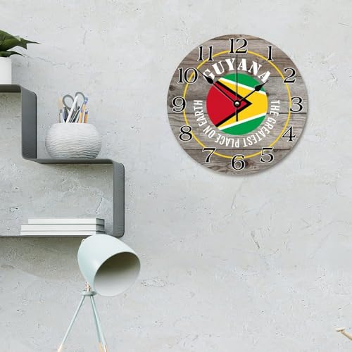 Horloge murale drapeau Guyane pour salon et cuisine rustique