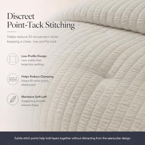 Image of CozyLux Twin Comforter Set, 5 Pieces Beige Seersucker Bed in a Bag