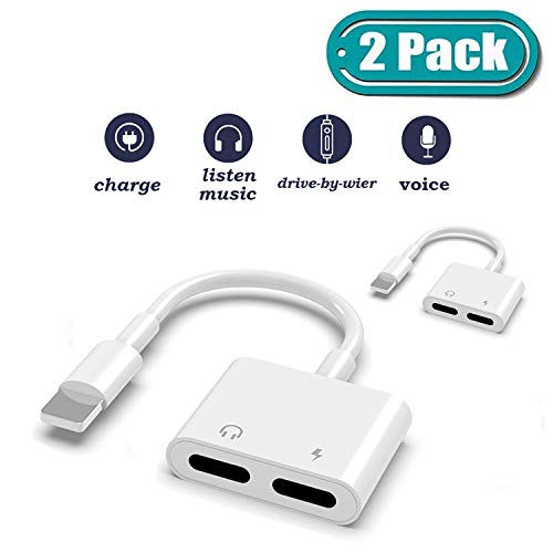 Headphone Adapter for iPhone,Dual Adapter for iPhone 11/11Pro/11Pro Max/XR/Xs/Xs Max/X/8/8Plus 7/7Plus,4-in-1 Splitter Adapter,Audio+Charge+Volume Control,Support All iOS System