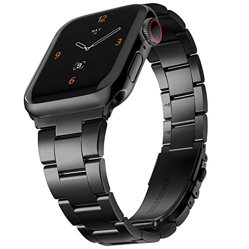 CCnutri Compatible with Apple Watch Bands 42mm 44mm, Innovative No Tool Needed Stainless Steel Replacement Straps iWatch Bracelet for Apple Watch Series 6 5 4 3 2 1 SE, Black