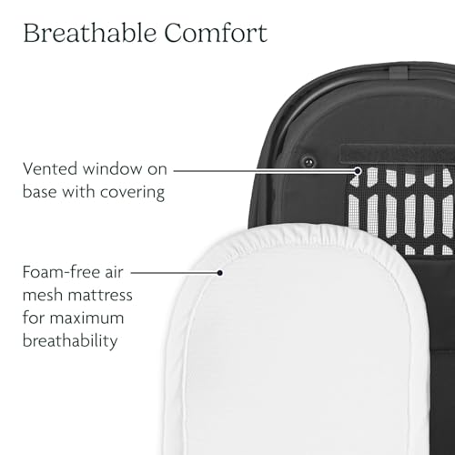 Image of UPPAbaby Bassinet V3 - Compatible with Vista, Cruz, Ridge Strollers - Overnight Sleep Solution - Mattress, Sheet and Bug Shield Included - Ada (Sandstone Melange /Carbon Frame)