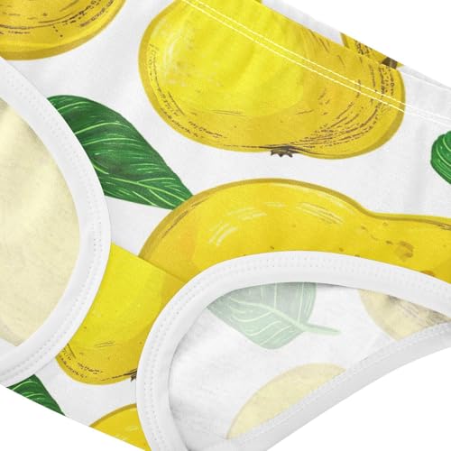 Toddler Underwear Custom 2t Cotton Cute Panties Girl Designer Briefs Kids Undies Yellow Pears Green Leaves White4