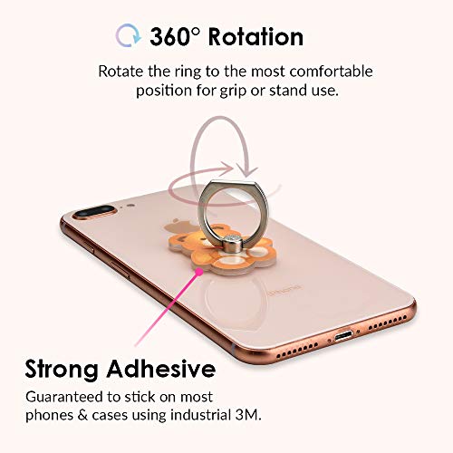 Image of Velvet Caviar Cell Phone Ring Holder - Finger Ring & Stand - Improves Phone Grip Compatible with iPhone, Galaxy and Most Cases (Except Silicone /Leather) - Teddy Bear