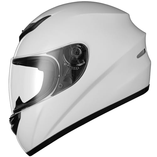 Favoto Motorradhelm Integralhelme für Erwachsene Vollvisierhelm Mopedhelm für Herren Damen Atmungsaktiv ECE Zertifiziert M (57-58cm) Weiß