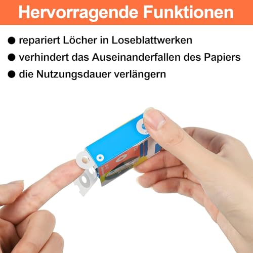 500 Stück Lochverstärker Selbstklebend Lochverstärkungsringe, 2 Boxen 15 mm transparent, Weiß Lochverstärker Selbstklebend, Ringlochverstärker Papierlochschützer für Lose Blätter