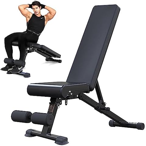 RIEJIN Weight Bench, Adjustable Strength Training Benches for Full Body Workout, Multi-Purpose Foldable Incline Decline Home Gym Bench Cover