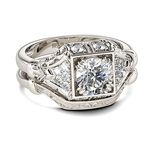 Jeulia Vintage Milgrain Round Cut Sterling Silver Ring Set Wedding Engagement Anniversary Promise Ring Bridal Sets for Women With Jewelry Box