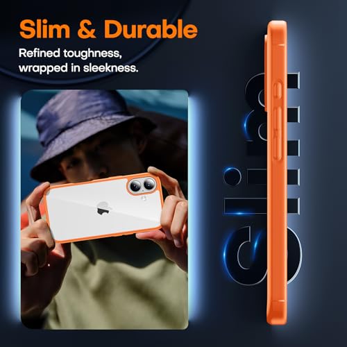 Image of TAURI for iPhone 17 Case, with Screen Protector, Orang | Full Camera Protection, Anti-Yellowing Military-Grade Protection Shockproof Slim Phone Case for iPhone 17