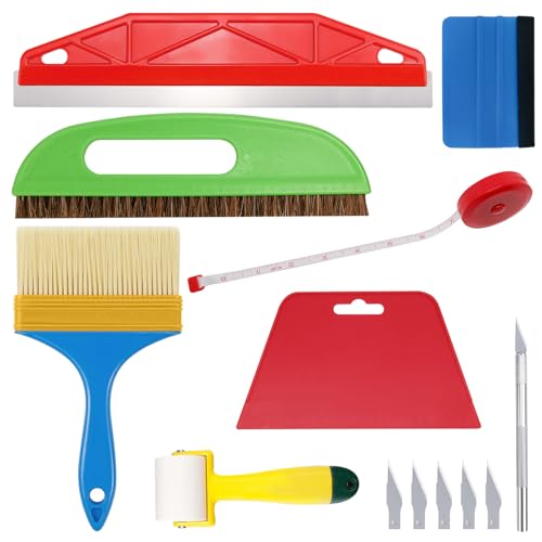 Kit de 15 pièces pour papier peint,Ensemble d’outils de lissage de tapisserie,Kit d’outils manuels professionnels pour contact adhésif,papier peint et film de...