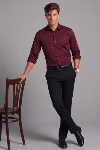 Image of Peter England Men's Cotton Slim Fit Ditsy Printed Full Sleeve Shirt