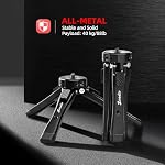 Zeadio Tous métaux Mini Tripode, 88lb/40kg Support de trépied portable de bureau lourd, 3-Level Tripode portatif réglable pour appareil photo, téléphone, caméra d'action, Gimbal, Monopod etc