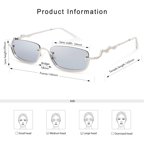 Y2K Snake Sunglasses for Women Men Narrow Rectangular Y2k Chic Sunnies AP3649
