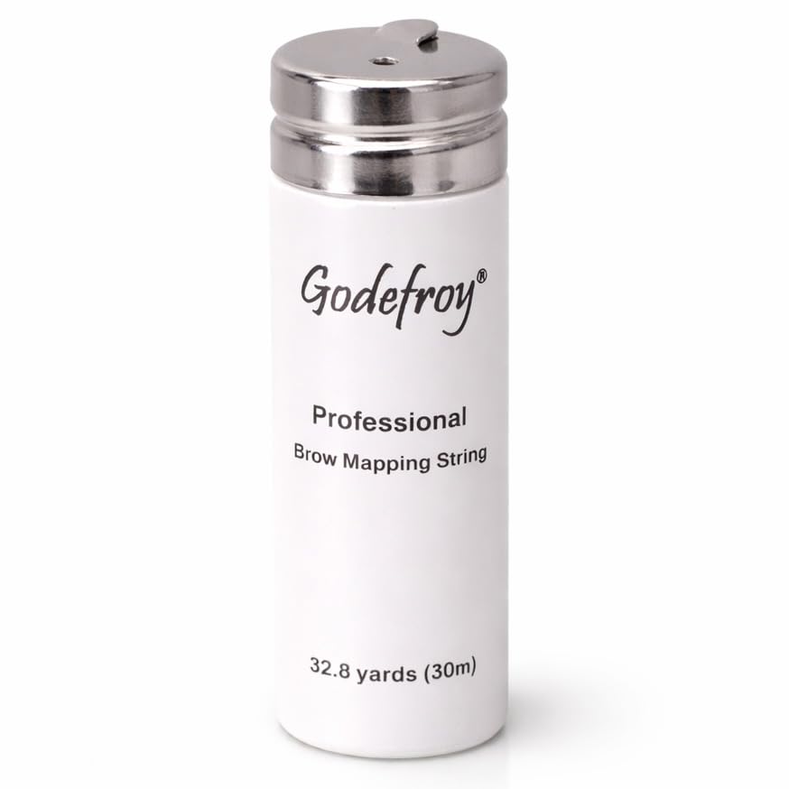 Godefroy White Brow Mapping String, 32.8 Yards, Pre-Inked Eyebrow Mapping Thread for Brow Shaping, Coloring, Lamination & Professional Beauty Services