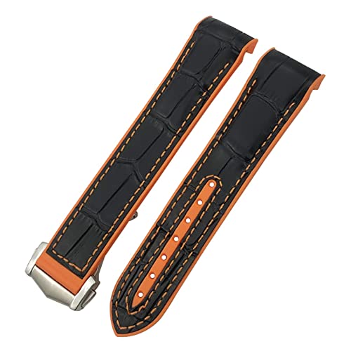 Bracelet de montre en cuir de caoutchouc 20mm ou 22mm noir pour style sport etanche et élégant
