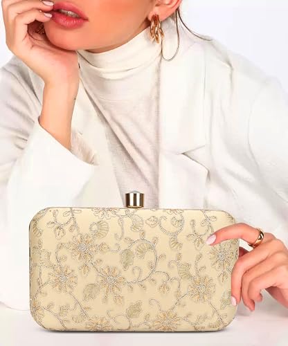 Image of LONGING TO BUY Hand Crafted Designer Box Clutch - Zari Embroidery For Women