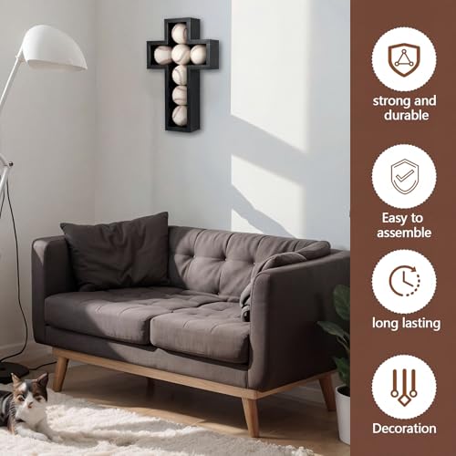 Image of Teenyyou Baseball Holder for 7 Balls, Black Wall Display Wall Mount