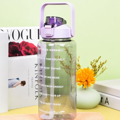 Image of Transparent Water Bottle 2000ML with Motivational Time Marker | Leak Proof&Break-Proof 2 litre water bottle | Best Usage For Office /School /Gym /Travel Water Bottle