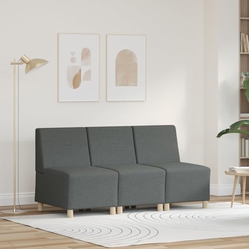 Tidyard Sillón Sofá Gris Claro 55 cm Tela 3 pcs Gris Oscuro