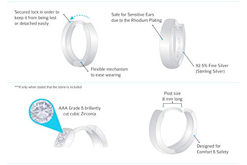 925 Sterling Silver Rhodium Plated Channel CZ Mouse Baby Girl Hoop Huggie Earrings4